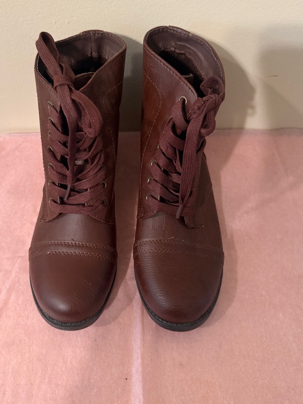 Women’s Brown Lace-Up Combat Boots